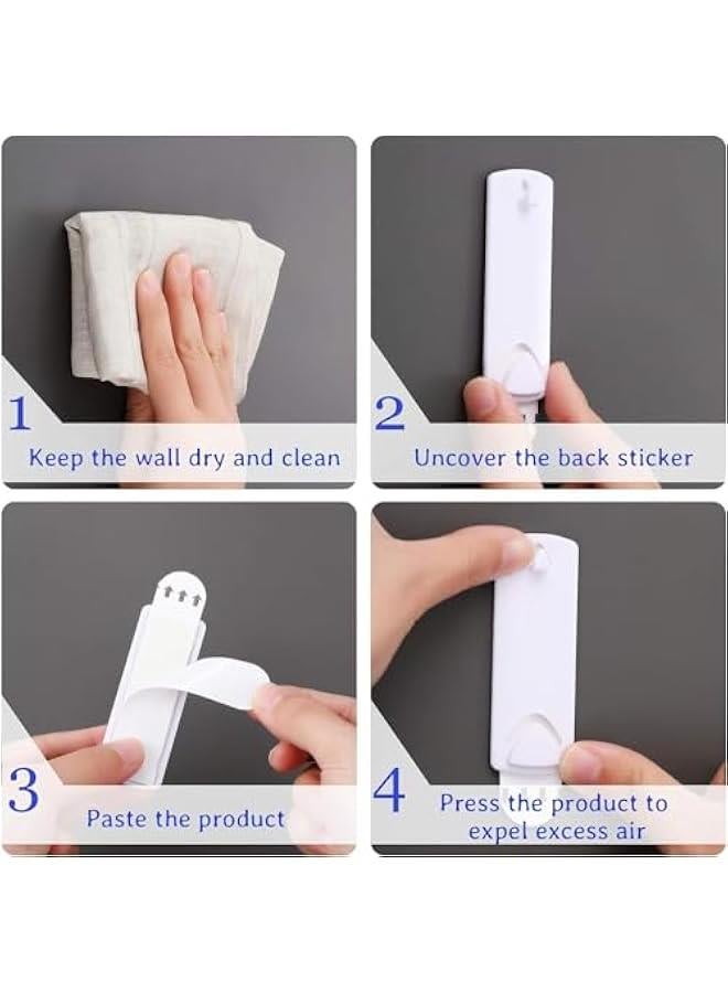 Picture Hangers Picture Hanging Kit Without Nails No Trace Adhesive Art Hanger for Bathroom Kitchen Home Door Closet White 20 s) - Image 4