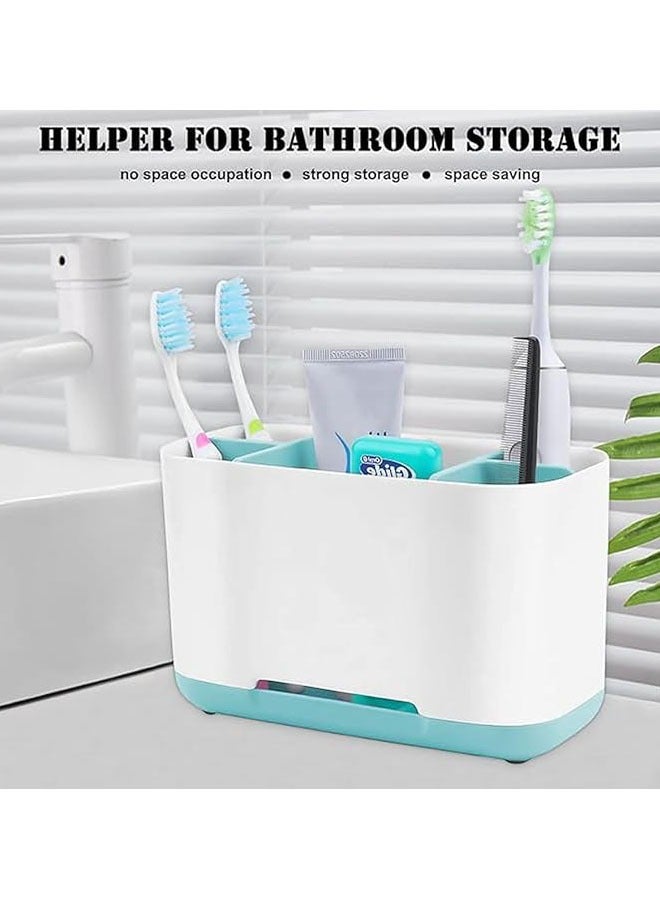Hihonor Toothbrush Holder with Anti-Slip, Multi-Functional Storage, Large Electric Toothbrush and Toothpaste Organizer Caddy for Bathroom Vanity Sink Countertop (Blue) - Image 2