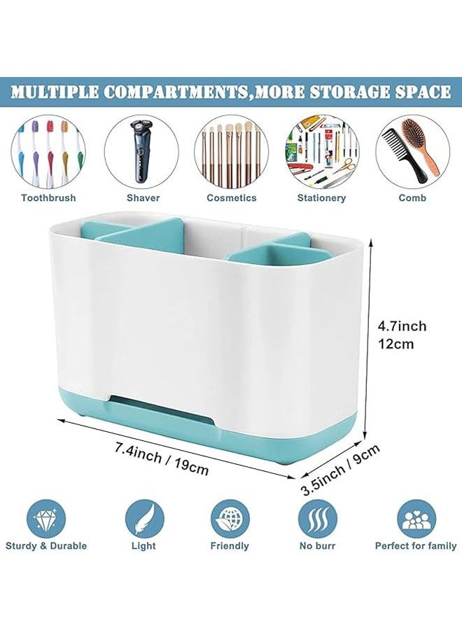 Hihonor Toothbrush Holder with Anti-Slip, Multi-Functional Storage, Large Electric Toothbrush and Toothpaste Organizer Caddy for Bathroom Vanity Sink Countertop (Blue) - Image 4