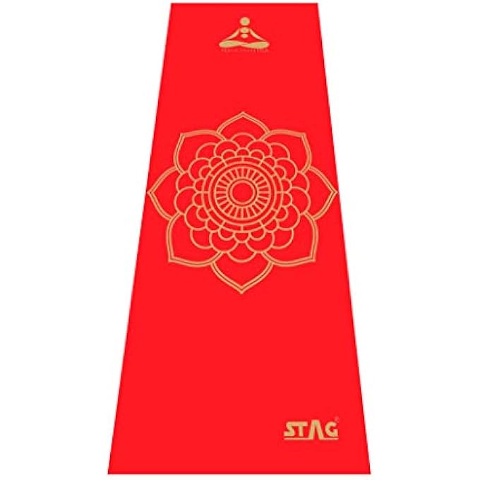STAG Designer Yoga Mat, 4Mm (Red/Gold) - Image 1