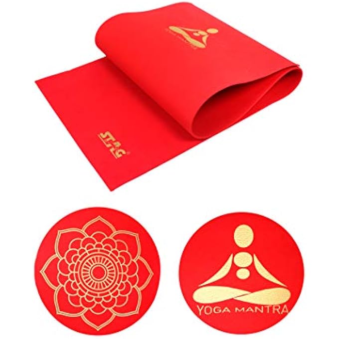 STAG Designer Yoga Mat, 4Mm (Red/Gold) - Image 4