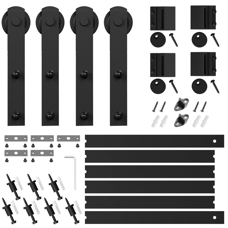 SMARTSTANDARD 8.2 FT Double Barn Door Hardware Kit - Heavy Duty, Smooth and Quiet Sliding Operation - Easy to Install with Step-by-Step Installation Instruction - Fits 24" Wide Door Panels - Image 5