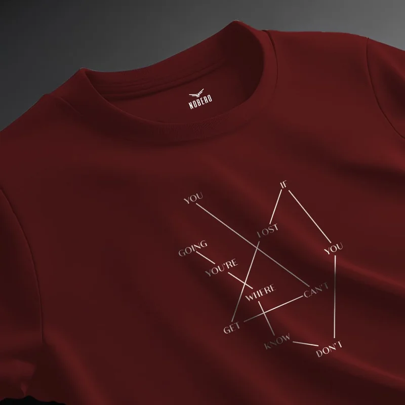 NOBERO Men's Maroon Cotton Graphic T-Shirt