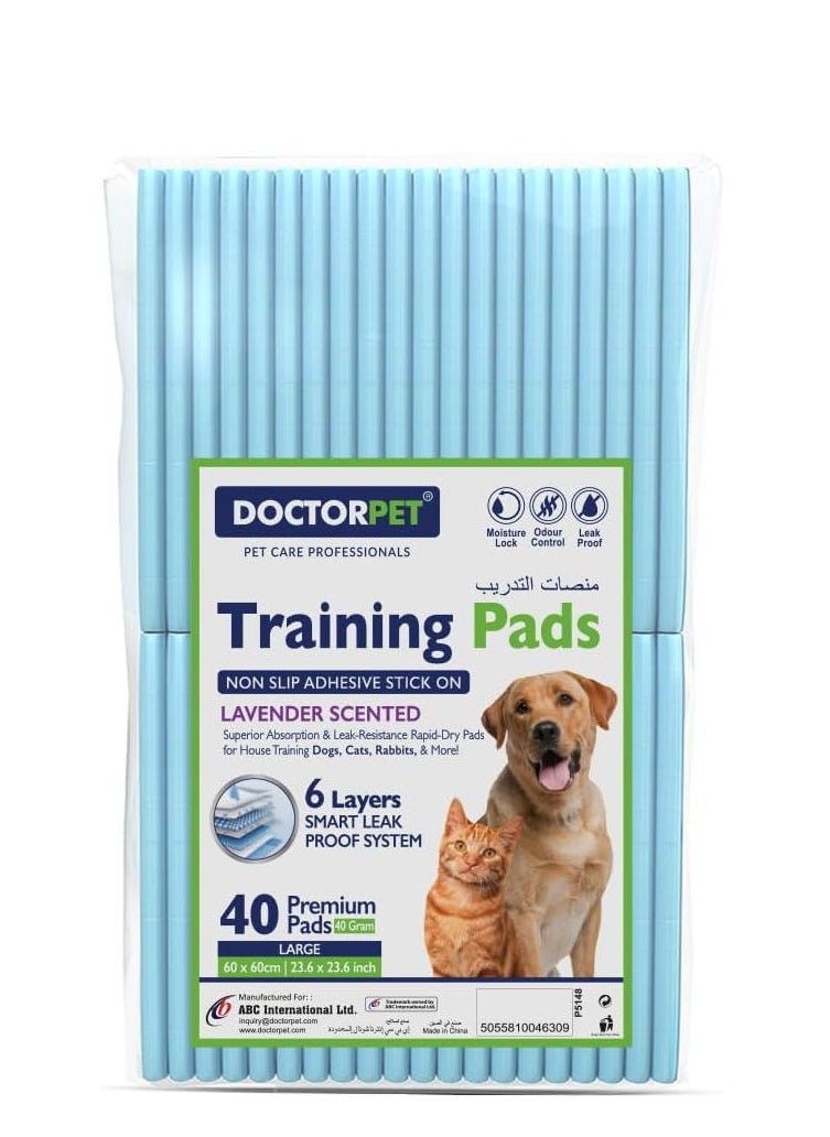 DoctorPet - Doctor Pet Lavender Training Pads - 40ct - Large - 60 x 60 cm - Image 1