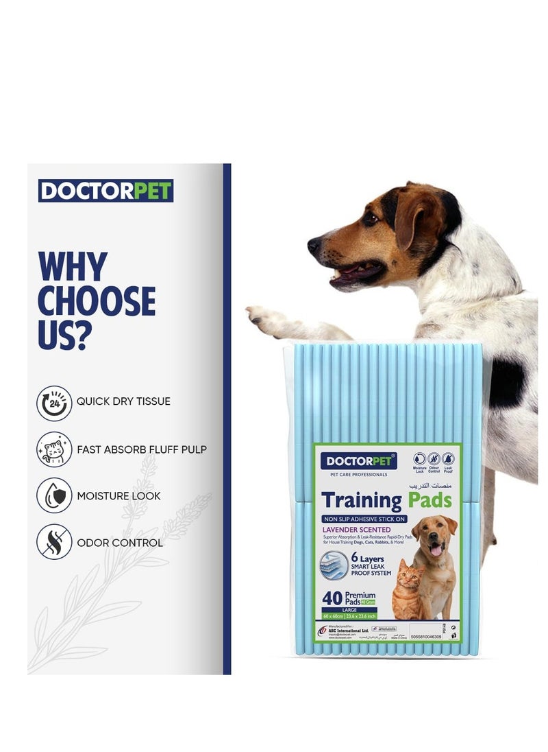 DoctorPet - Doctor Pet Lavender Training Pads - 40ct - Large - 60 x 60 cm - Image 1