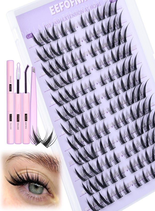 Eefofnn Fox Eye Lash Clusters Kit Anime Eyelash Clusters Kit Fairy Cat Eye Lashes Clusters Natural Look Wispy Cluster Eyelash Extensions Kit C Curly Lashes Bond and Seal Tweezers Manga Lash Cluster by Eefofnn - Image 1
