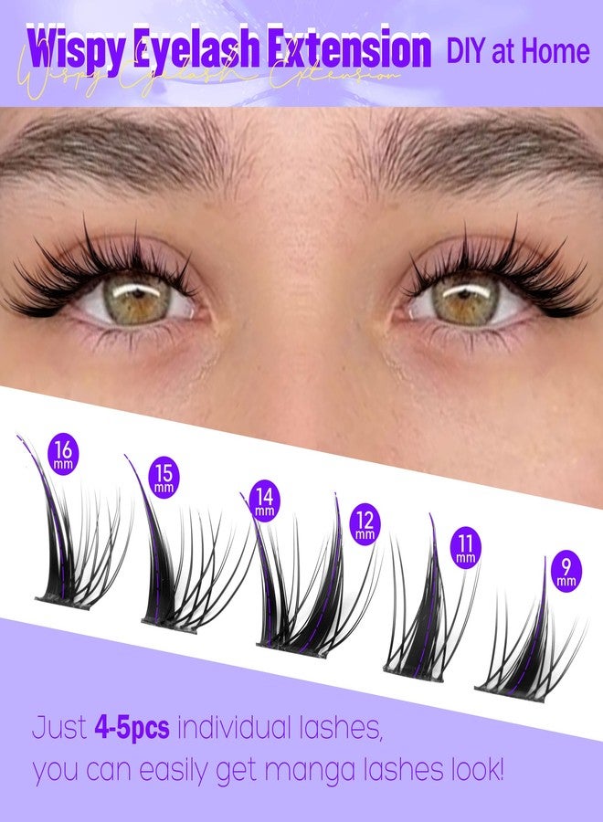 Eefofnn Fox Eye Lash Clusters Kit Anime Eyelash Clusters Kit Fairy Cat Eye Lashes Clusters Natural Look Wispy Cluster Eyelash Extensions Kit C Curly Lashes Bond and Seal Tweezers Manga Lash Cluster by Eefofnn - Image 3