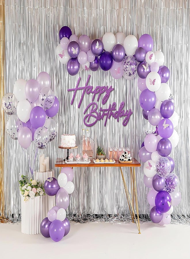 MASTRON Happy Birthday Sign for Backdrop - Glitter Purple Felt 'Happy Birthday' Letter Sign for Balloon Arch Backdrop Decorations - Image 5