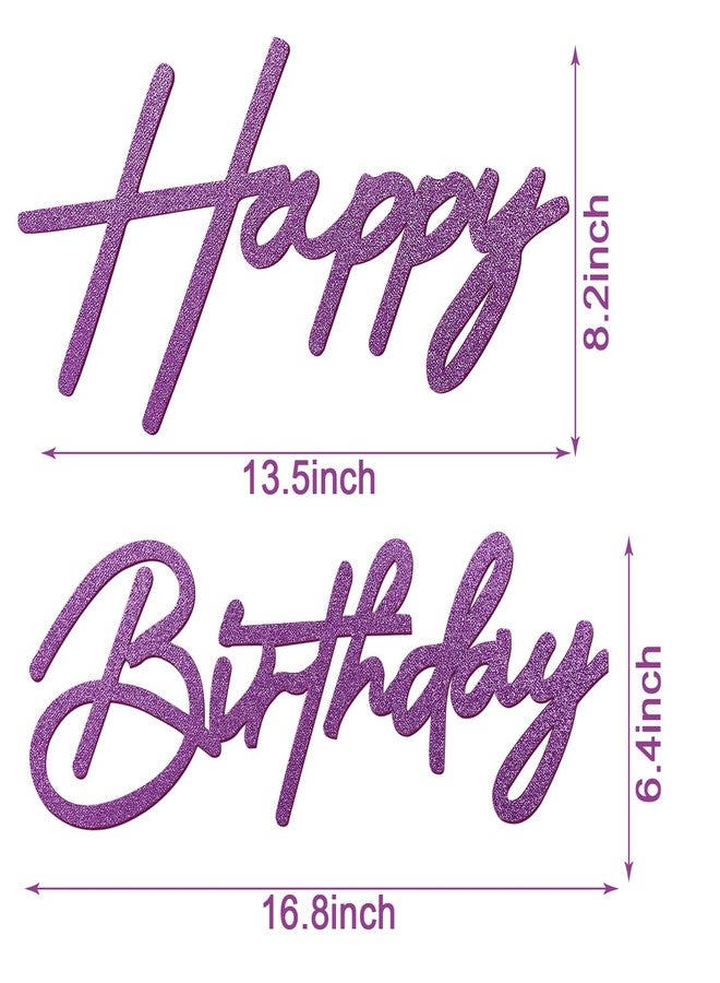 MASTRON Happy Birthday Sign for Backdrop - Glitter Purple Felt 'Happy Birthday' Letter Sign for Balloon Arch Backdrop Decorations - Image 2