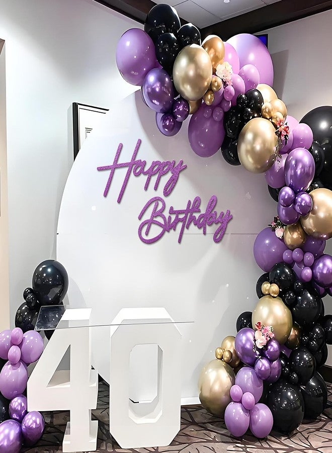 MASTRON Happy Birthday Sign for Backdrop - Glitter Purple Felt 'Happy Birthday' Letter Sign for Balloon Arch Backdrop Decorations - Image 3
