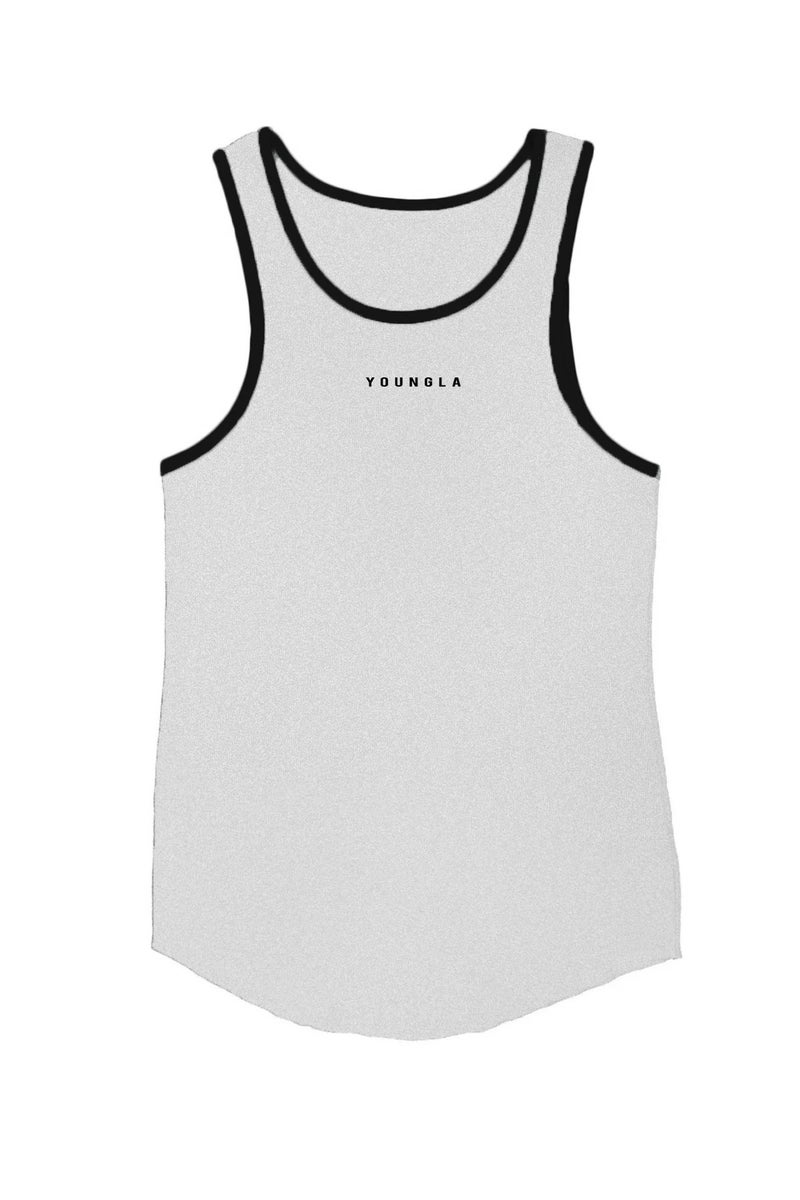 YOUNGLA Summer Gym Tank Tops Mens Sleeveless Running Vest White - Image 1