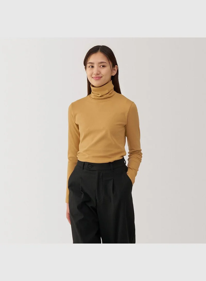MUJI Brushed Ribbed Turtle Neck Long Sleeve T-Shirt
