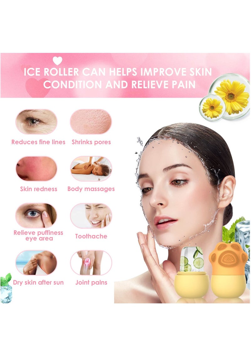 Generic - Cryo Cube Ice Roller For Face Eyes and Neck Brighten Skin & Enhance Your Natural Glow Reusable Facial Treatment to Tighten & Tone Skin & De-Puff The Eye Area Cryotherapy for Face (Yellow) - Image 1