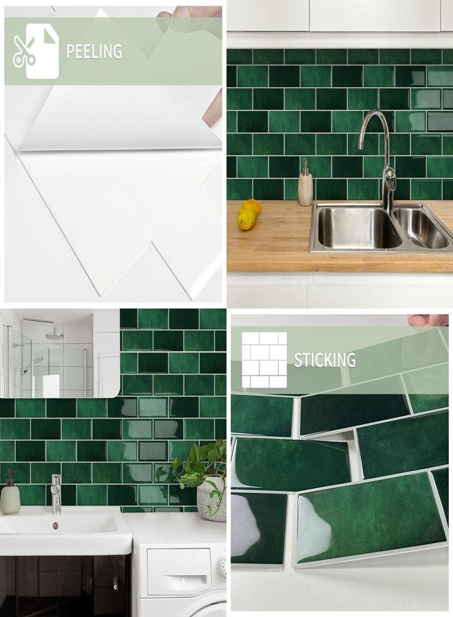 MOONFUN 10 Sheet Thicker Subway Tiles Dark Green Peel and Stick Backsplash,12.6"x10.6" Self Adhesive Wall Tile Stick on Splashback for Kitchen and Bathroom - Image 5