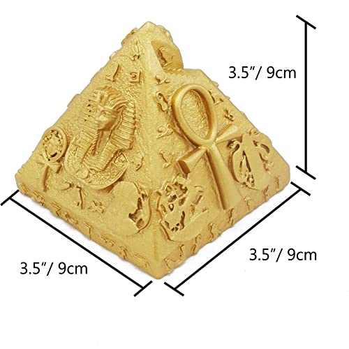 Kocris Casa Egypt Decor Statues Aquarium Pyramid Pharaoh Betta Fish Tank Decorations Figurine Sculpture Ancient Reptile Turtle Lizard Spider Tanks Terrarium Egyptian Décor Ornament Pet Gold - Image 4