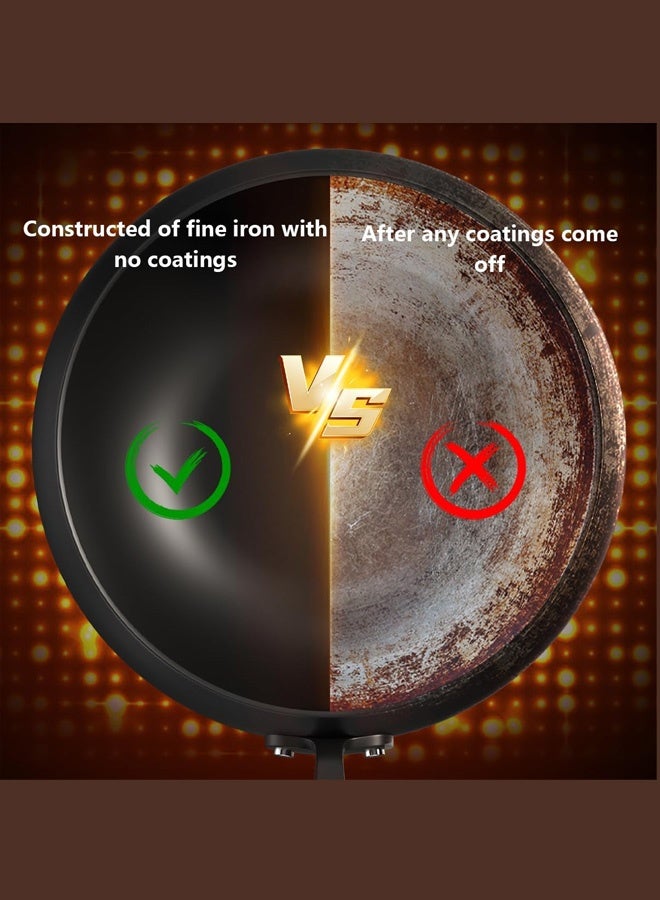 مقلاة طهي يدوية الصنع 24 سم غير لاصقة - للفرد - مع غطاء خشبي (غطاء خشبي) - للاستخدام على جميع أنواع المواقد - Image 5