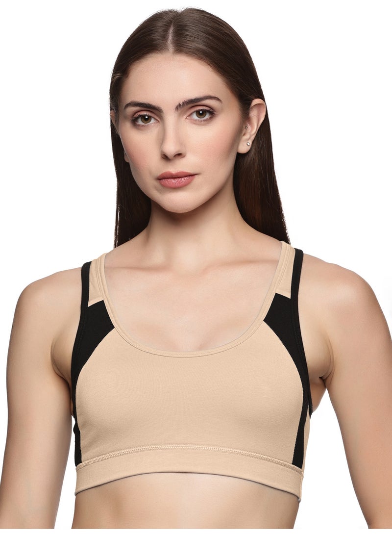 تينز لايفستايل حمالة صدر رياضية بدون أسلاك من القطن الممشط فائق النعومة والإيلاستين المرن بتغطية كاملة مع أشرطة أوسع ووسادات قابلة للإزالة - Image 1