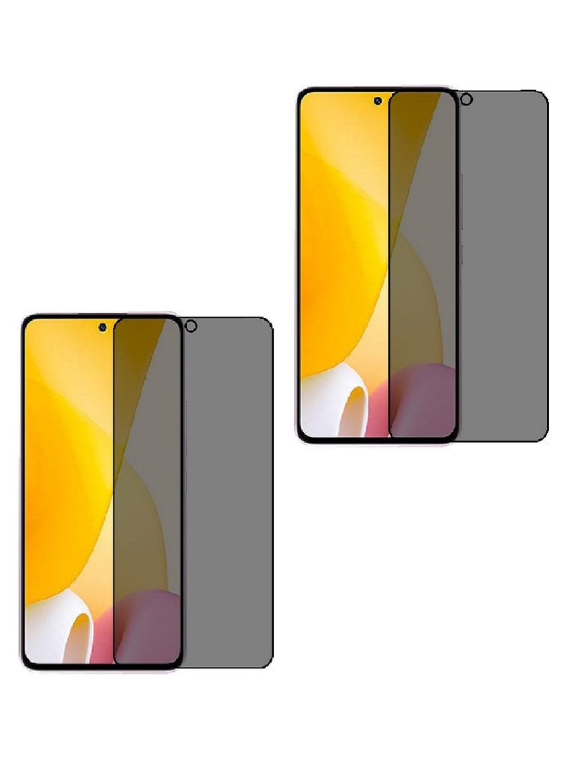 Super 2 Pieces Tempered Glass Screen Protector Anti-Spy Privacy Designed For Xiaomi 12 Lite Full Screen Coverage And Bubble Free - Image 1