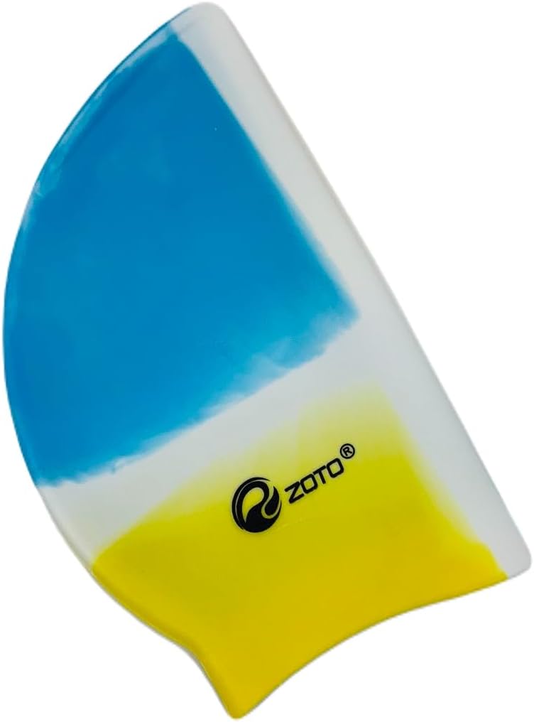 ZOTO Silicone Swim Cap with Multi-Colour Blue and Yellow Design - Image 4