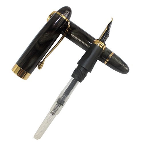 Gullor 450 black marble fountain pen with gold clip, Caligraphy Fountain Pen, Bent Nib - Image 4