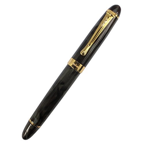 Gullor 450 black marble fountain pen with gold clip, Caligraphy Fountain Pen, Bent Nib - Image 2