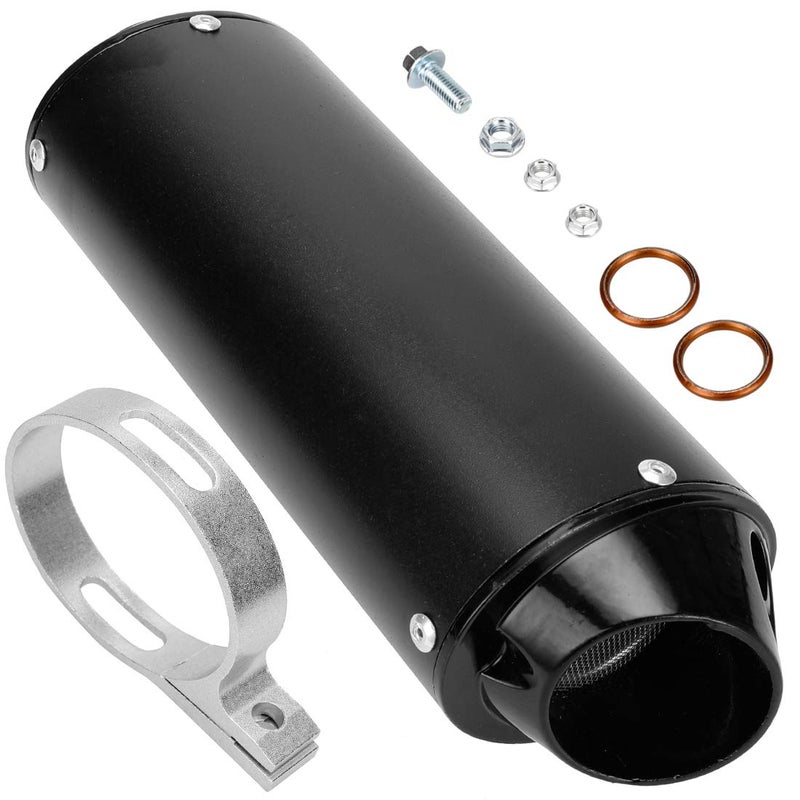 FVRITO 28mm 11 inch Exhaust Muffler Silencer Pipe and Clamp Gasket for 50cc 110 125cc Coolster SportB Taotao Chinese Dirt Pit Bike Venom ATV Quad 4 Wheeler Black