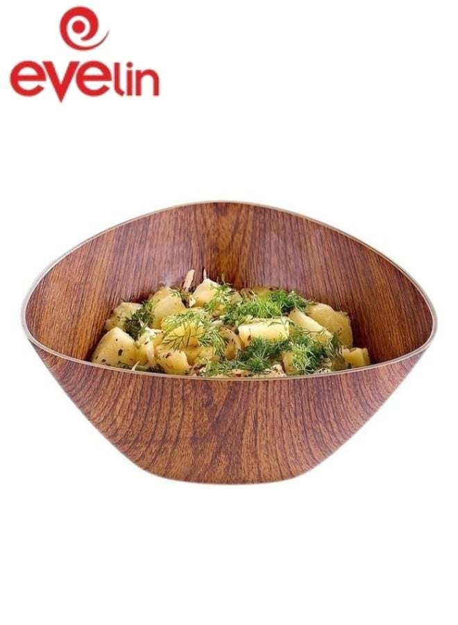 إيفيلين وعاء تقديم مثلث من إيفلين – بلاستيك آمن غذائيًا ذو مظهر خشبي أنيق – مقاس 16 سم – طبق تقديم الفواكه، الأرز، السلطات، الوجبات الخفيفة، الأطباق الجانبية – مقاوم للكسر والخدش – تصميم عملي وعصري للطاولة، سهل الإمساك والتنظيف، موفر للمساحة – مثالي للاستخدام اليومي، الحفلات، النزهات، التخييم، السفر، المنزل، المكتب والمطاعم - Image 1