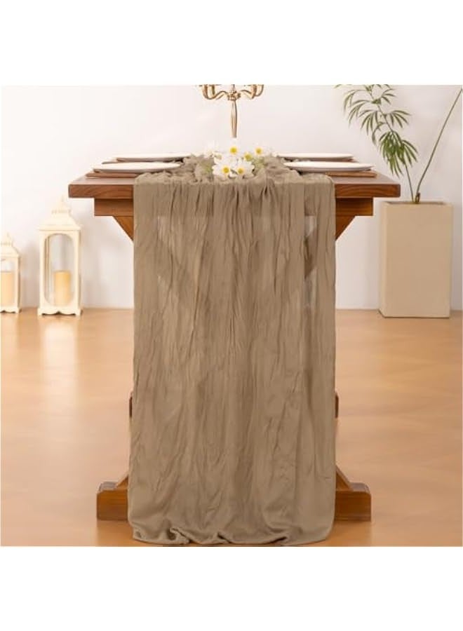 15pcs Nude Brown  Cheesecloth Table Runner Boho Rustic Gauze 120 inch 10FT Cheese Cloth Runner for Wedding Party Baby Shower Birthday Home Decor  - Image 3