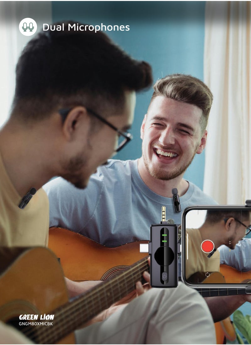 Dual Microphone GM-80X With 3-Level Noise Cancellation and LED Display / Real-Time Monitoring / 360° Omnidirectional / Plug & Play / HD Sound Quality - Black