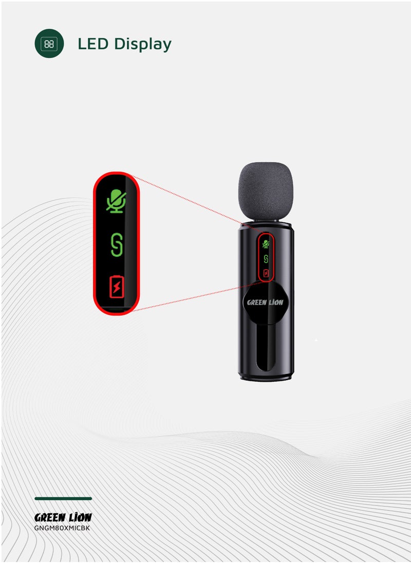 Dual Microphone GM-80X With 3-Level Noise Cancellation and LED Display / Real-Time Monitoring / 360° Omnidirectional / Plug & Play / HD Sound Quality - Black