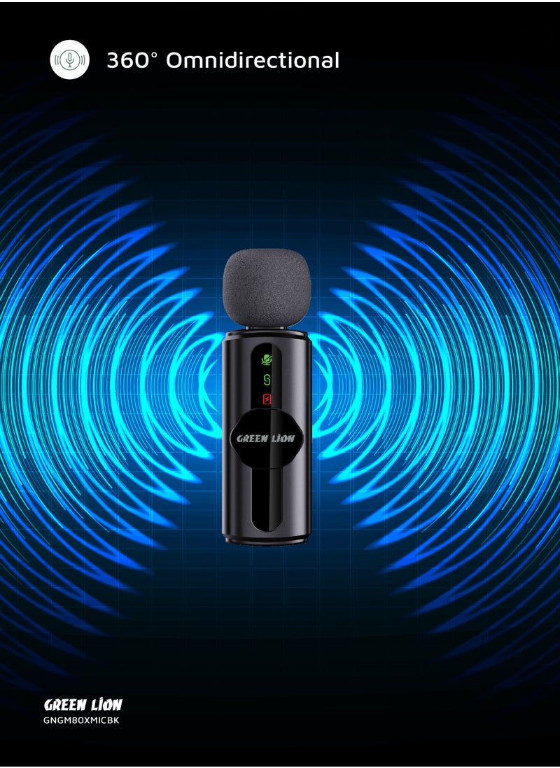 Dual Microphone GM-80X With 3-Level Noise Cancellation and LED Display / Real-Time Monitoring / 360° Omnidirectional / Plug & Play / HD Sound Quality - Black