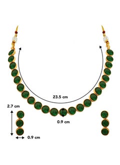 PEORA Peora Gold Plated Green Choker Necklace with Drop Earrings Traditional Jewellery Set Gift for Women Girls  - Image 4