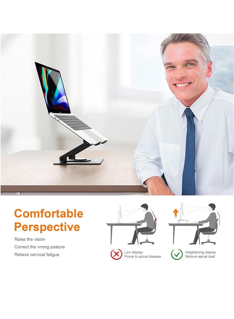 CAYGA Laptop Stand Adjustable Computer Stand Ergonomic Laptop Riser with 360° Rotating Base Notebook Stand,Ergonomic Laptop Riser Holder with Dual-bar Support, Portable Computer Notebook Stand for MacBook Air Pro, Dell XPS, HP (10-16") - Image 5