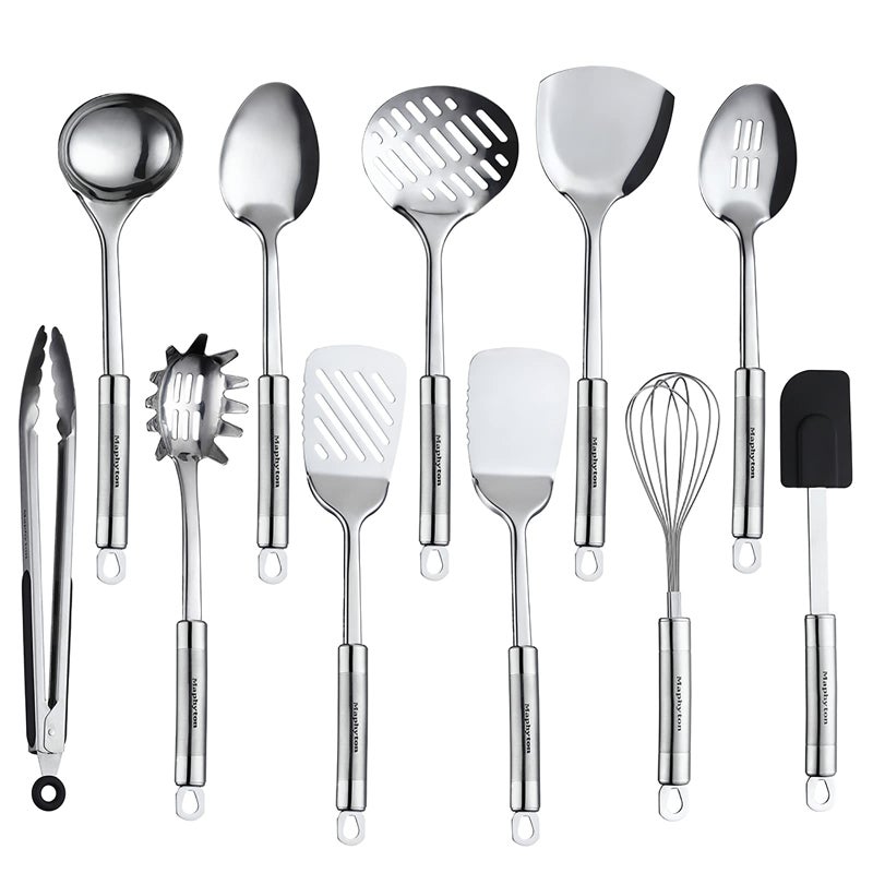 Maphyton Cooking Utensil Set, 11 PCS Stainless Steel Kitchen Utensil Set, Nonstick Kitchen Gadgets Cookware Set with Spatula - Image 1