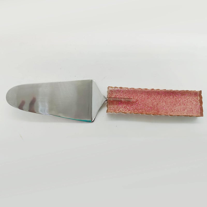 Vintageware حامل كعكة من الراتنج بتصميم رخام قديم مع خادم، صحن كب كيك وبيتزا مع 3 قواعد وخادم (وردي) - Image 5
