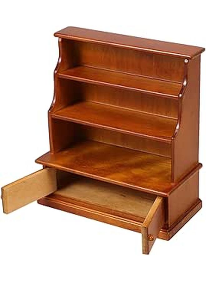 Walnut Wood Miniature Bookshelf Dollhouse Furniture Storage Cabinet Vivid Detail - Image 1