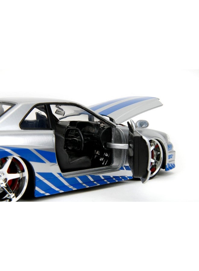 Jada Toys Fast & Furious Brian’s 2002 Nissan Skyline R34 Die-cast Car, 1:24 Scale, Silver & Blue,19808 - Image 2