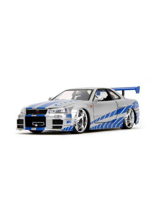 Jada Toys Fast & Furious Brian’s 2002 Nissan Skyline R34 Die-cast Car, 1:24 Scale, Silver & Blue,19808 - Image 5