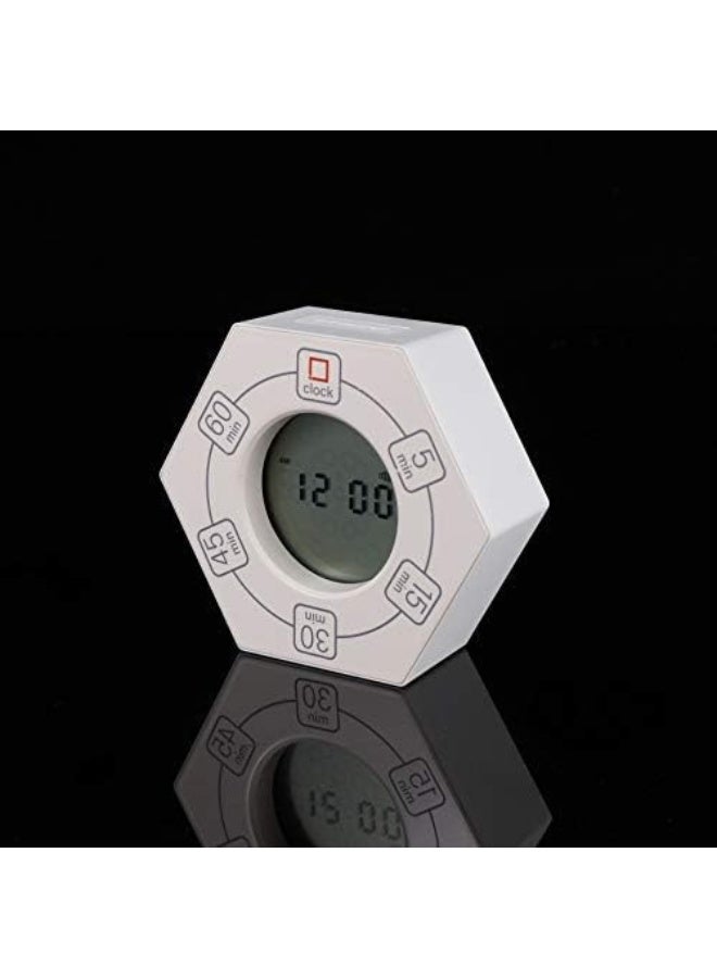 Znewtech Hexagon Rotating Productivity Clock, Pomodoro Timer with 5,15, 30, 45, 60 Minute Presets, Timer for People with ADHD (White) - Image 4