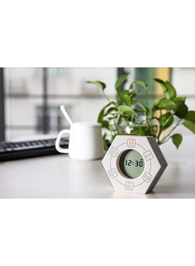 Znewtech Hexagon Rotating Productivity Clock, Pomodoro Timer with 5,15, 30, 45, 60 Minute Presets, Timer for People with ADHD (White) - Image 2