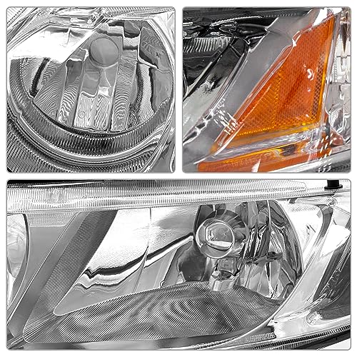 AS Headlight Assembly Compatible with 2006-2011 Honda Civic 4-Door Sedan fit for 2006 2007 2008 2009 2010 2011 Civic 4DR Headlamps Replacement Chrome Housing Amber Reflector - Image 4