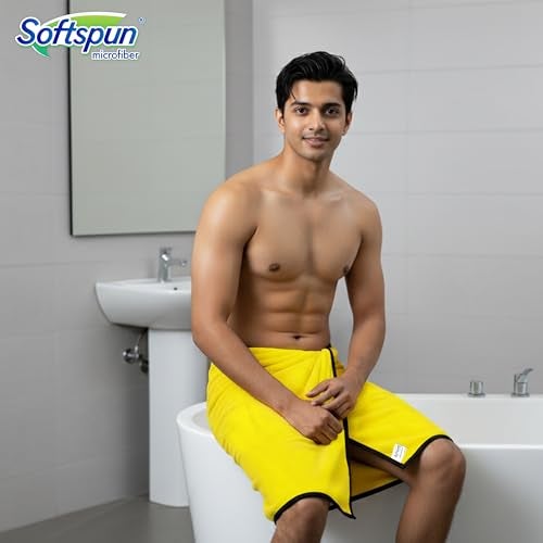 SOFTSPUN Microfiber Bath Towel 1Pc Yellow! Ultra Absorbent Super Soft & Lightweight Quick Drying for Men & Women Daily Use Large Size Unisex. - Image 3