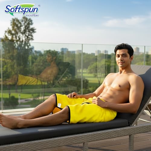 SOFTSPUN Microfiber Bath Towel 1Pc Yellow! Ultra Absorbent Super Soft & Lightweight Quick Drying for Men & Women Daily Use Large Size Unisex. - Image 5