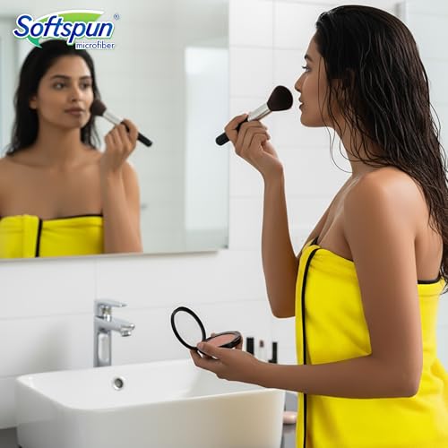 SOFTSPUN Microfiber Bath Towel 1Pc Yellow! Ultra Absorbent Super Soft & Lightweight Quick Drying for Men & Women Daily Use Large Size Unisex. - Image 4
