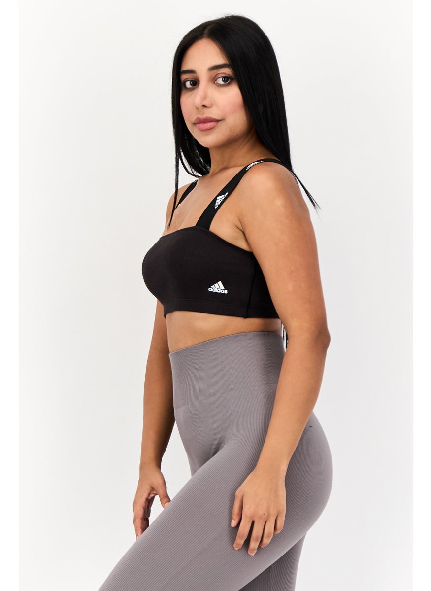 Adidas Women Brand Logo Training Bralette, Black  - Image 2