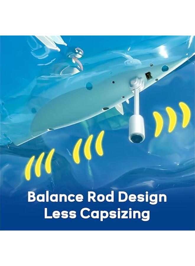 Arabest Kids Remote Control Boat Toy, Toddler RC Kayak Paddle Boats Bath Toys Boys 4-8-12, Water Racing W/Light Outdoor Pool Lake Bathtub, Birthday Gifts 5 6 7 9 10 Year Old Child Girl-Blue - Image 3