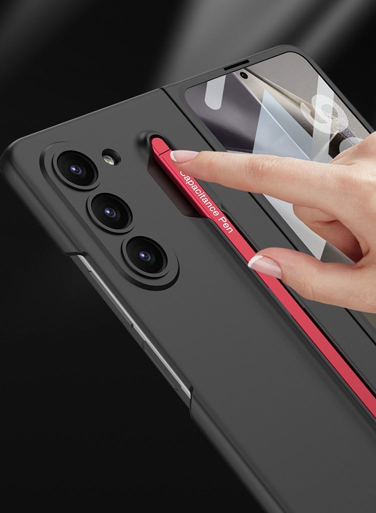 عام غطاء متوافق مع سامسونج جالاكسي Z فولد 6 5G - مع قلم S أحمر وحماية المفصلة، غطاء واقي مطفى مغناطيسي مع حامي شاشة - Image 2