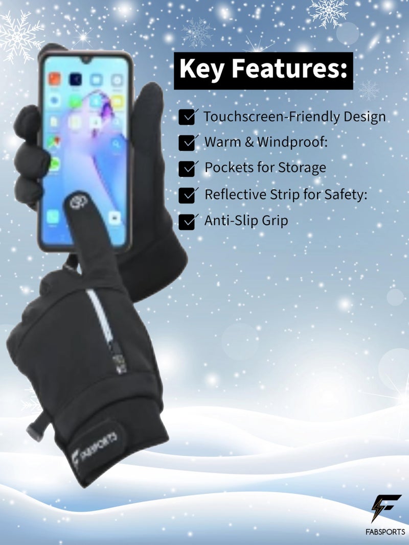 FABSPORTS Touchscreen Riding Winter Gloves for Men & Women – Reflective, Anti-Slip, Windproof, Thermal Gloves for Cycling, Running, Driving & Outdoor Activities - Image 5