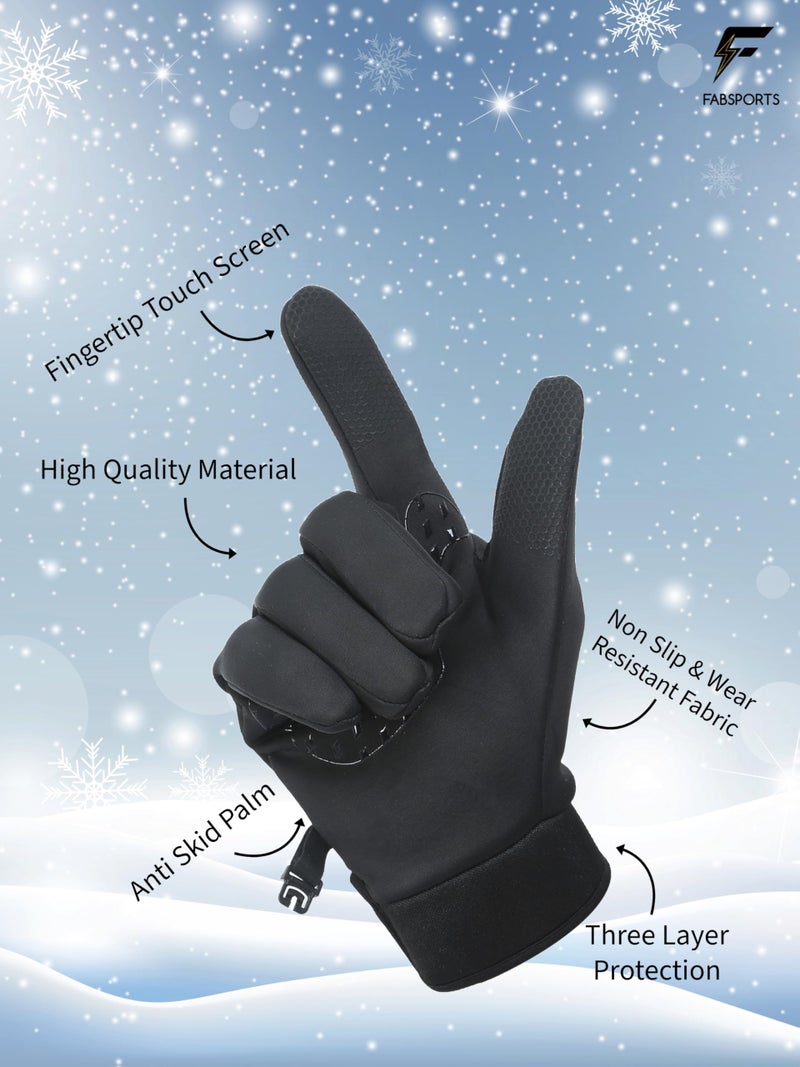 FABSPORTS Touchscreen Riding Winter Gloves for Men & Women – Reflective, Anti-Slip, Windproof, Thermal Gloves for Cycling, Running, Driving & Outdoor Activities - Image 3