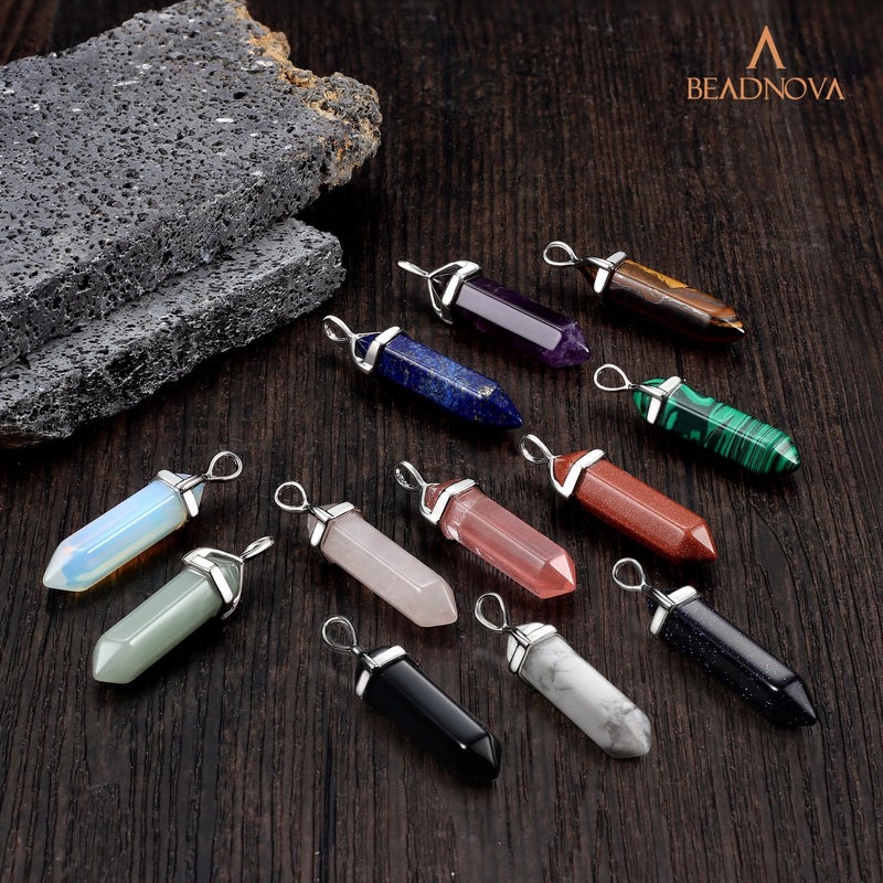 BEADNOVA Nature Tiger Eye Necklace Gemstone Crystal Necklace for Women Healing Stone pendant Jewelry for Men Pendulum Divination Hexagonal pendant (18 Inches Stainless Steel Chain) - Image 5